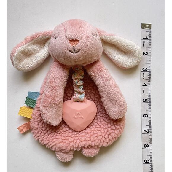 8" Itzy Ritzy Friends Lovey Plush Silicone Teether Pink Bunny Baby Girl - Picture 6 of 6